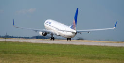 United Airlines plane taking off.