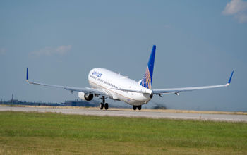 United Airlines plane taking off.