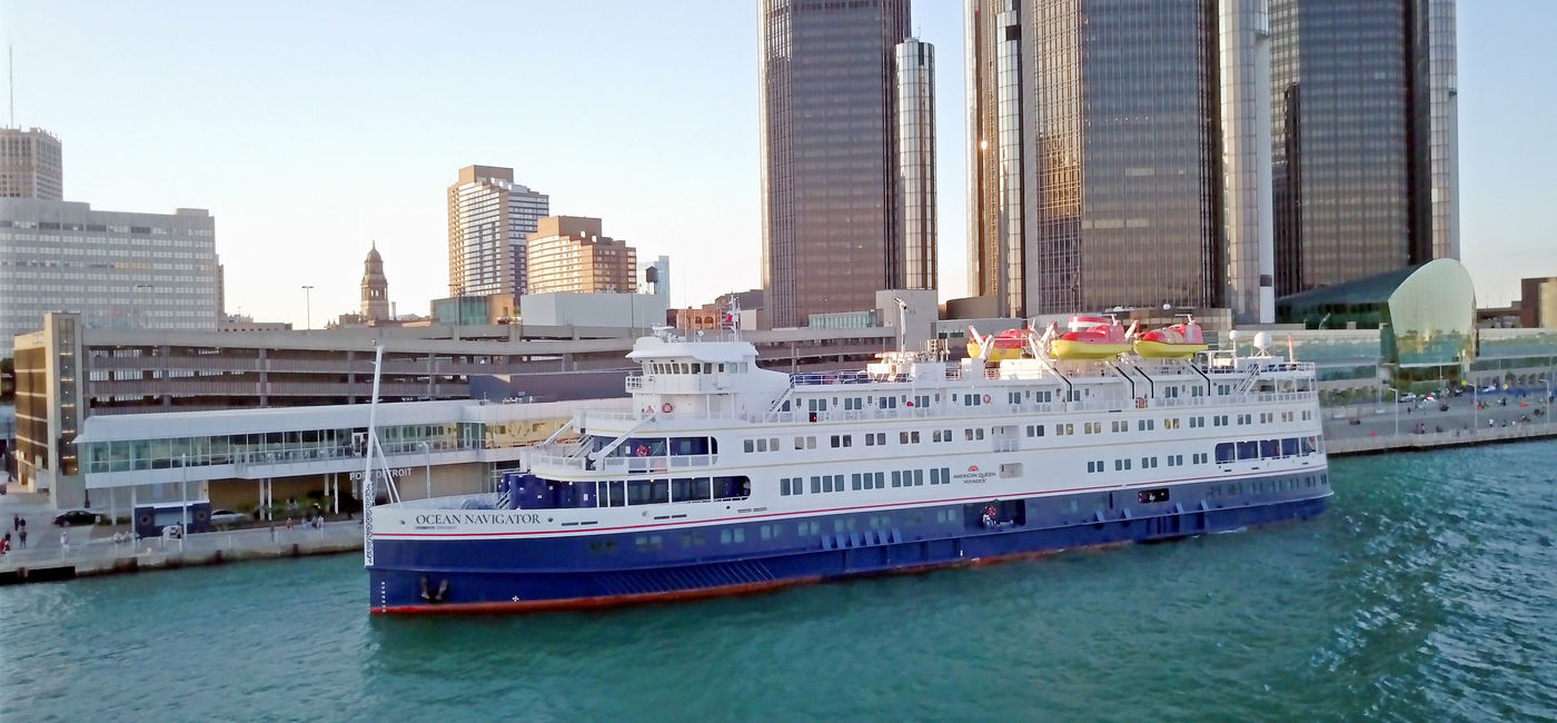 Image: The Ocean Navigator in Detroit, Michigan. (photo via American Queen Voyages) ((photo via American Queen Voyages))