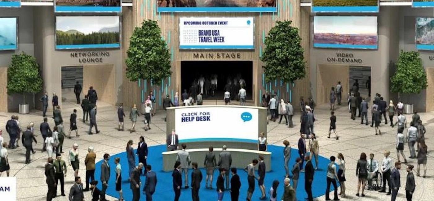 Image: Brand USA Global Marketplace virtual event space. (Image courtesy of Brand USA)