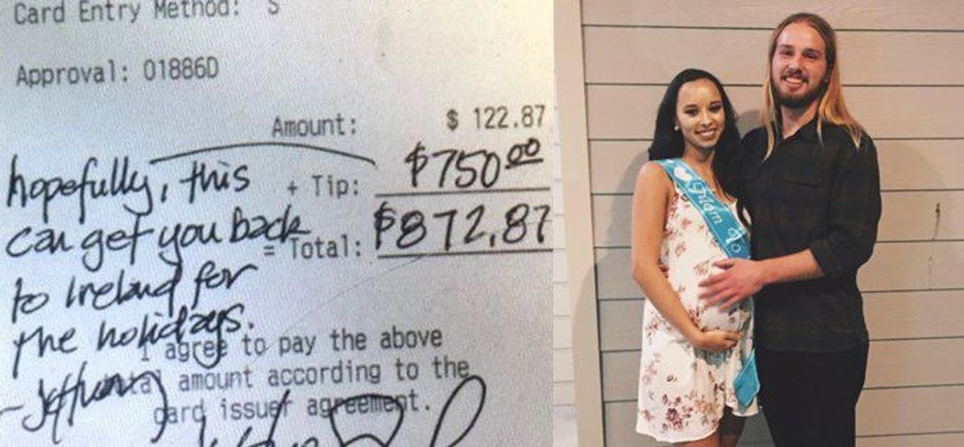 Image: Ben Millar, his girlfriend Taryn Keith and the tip that changed their lives.  (Photo via @KTLA)