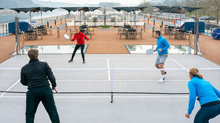 AmaWaterays' pickleball court onboard.