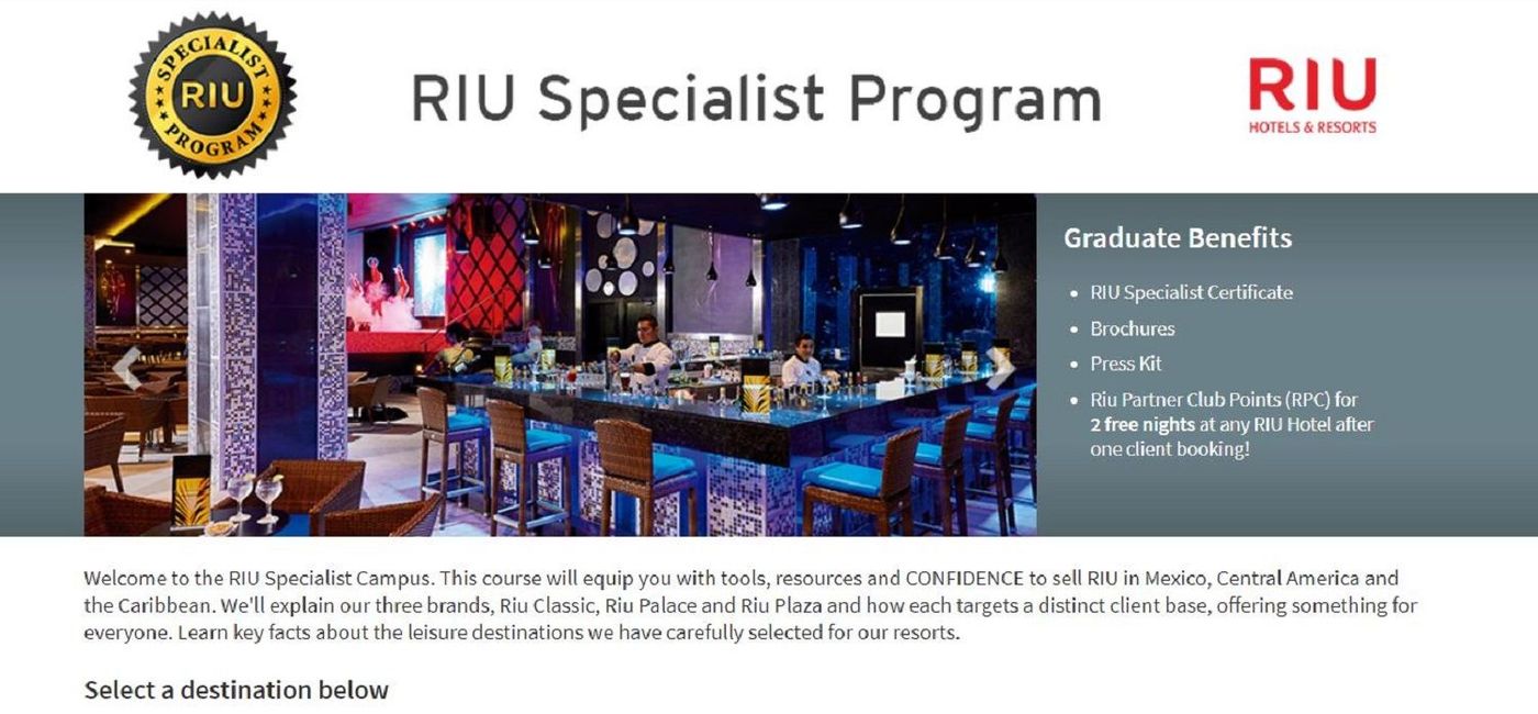 Image: Riu Specialist Program (Photo Credit: Riu Specialist Program)