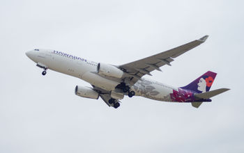 Hawaiian Airlines Airbus A330 taking off from Texas&#39; Austin-Bergstrom International Airport.