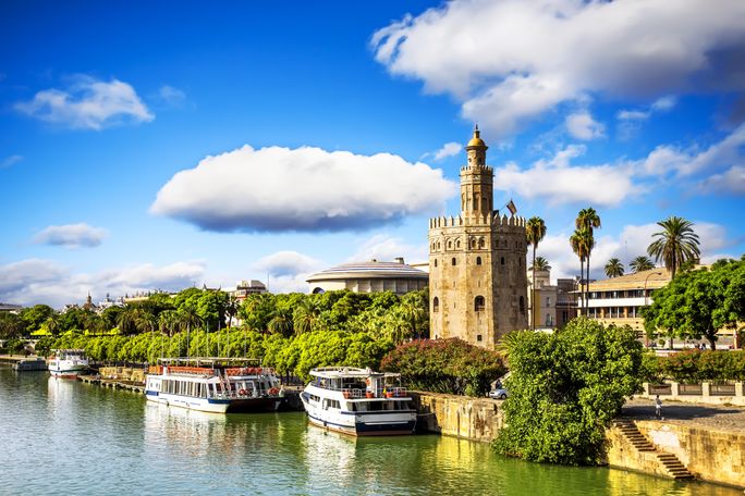 Golden tower (Torre del Oro) in Seville, Spain