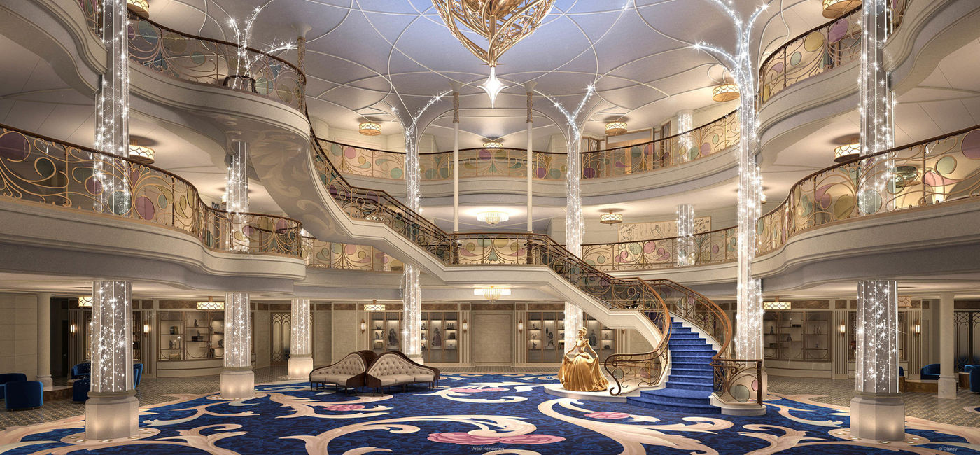 Image: The Grand Hall aboard the Disney Wish (Photo via Disney Cruise Line)