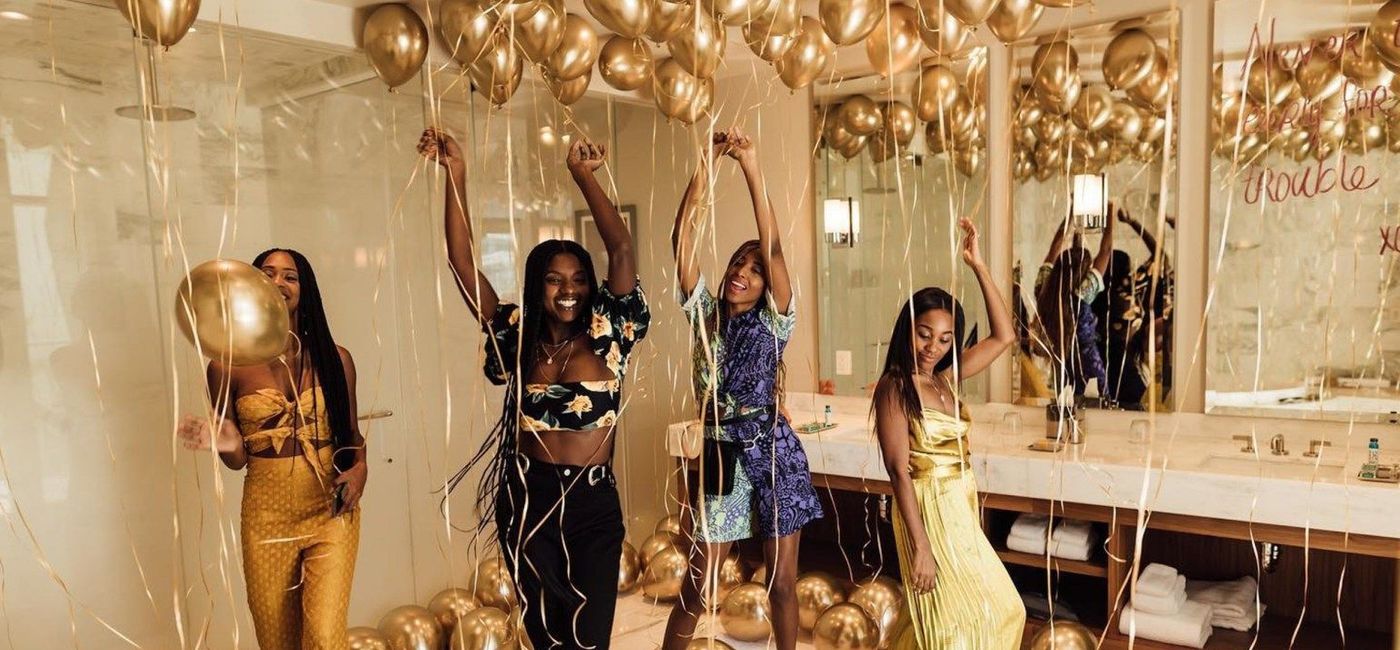 Image: Four women celebrate at a bachelorette party at The Cosmopolitan of Las Vegas. (photo via The Cosmopolitan of Las Vegas) ((photo via The Cosmopolitan of Las Vegas))