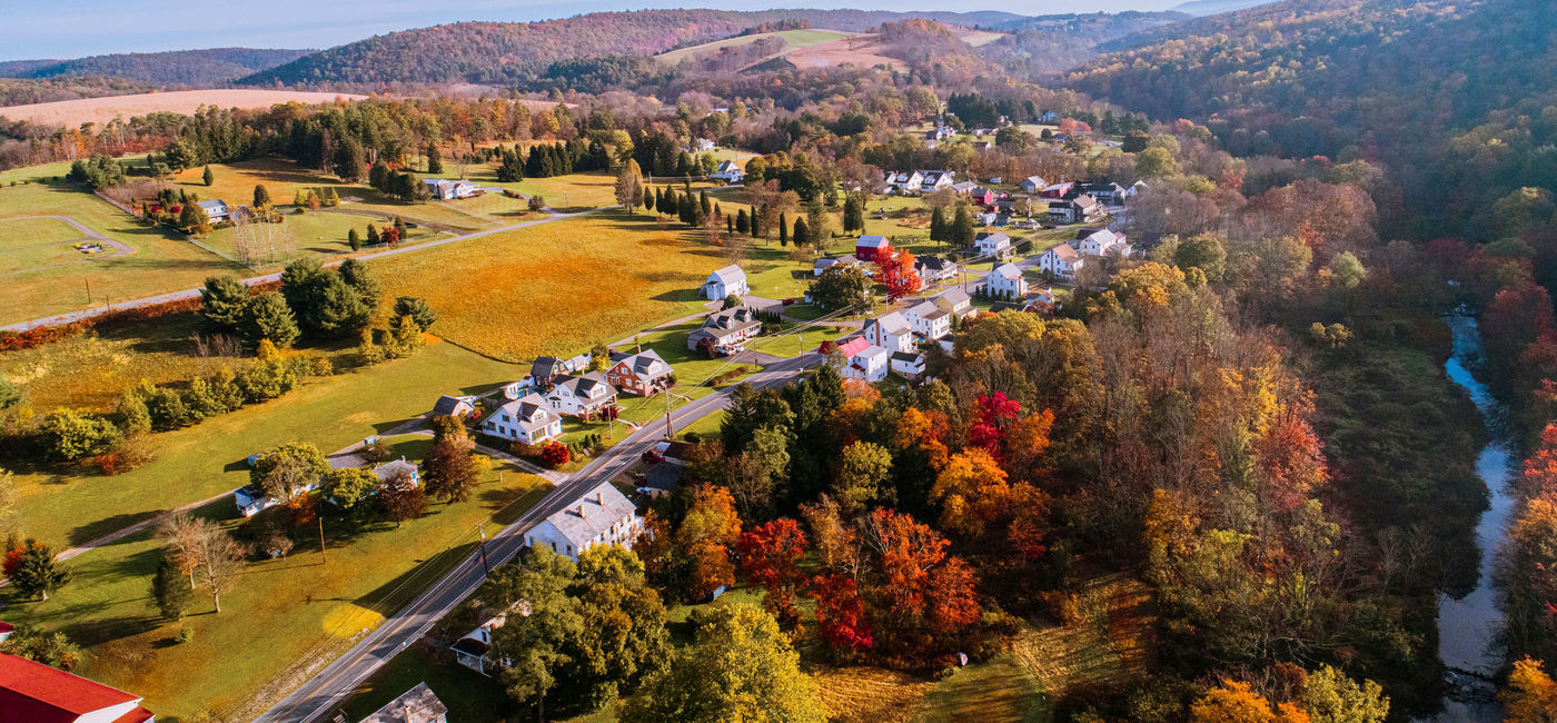 Image: Aerial view of Kunkletown, Pennsylvania in the Poconos. (Photo Credit: Alex Potemkin/E+)