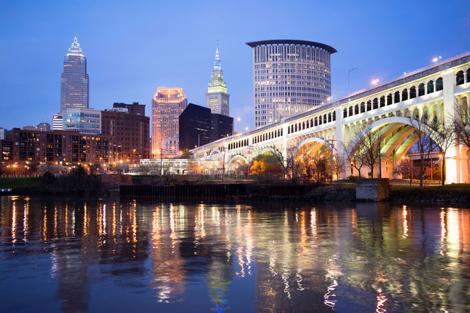 Cleveland Ohio Downtown City Skyline Cuyahoga River (Photo via ChrisBoswell / iStock / Getty Images Plus)