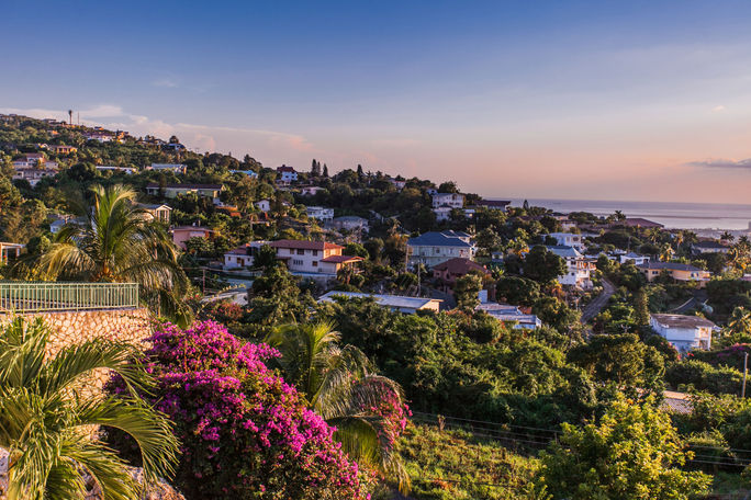 Kingston in Jamaica at sunset.