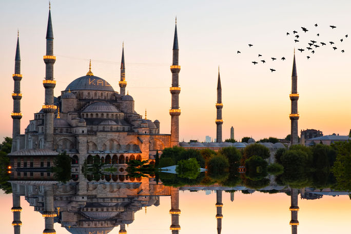 Blue Mosque and Hagia Sophia Blue Mosque and Hagia Sophia.. (Photo via Photosensia / iStock / Getty Images Plus)