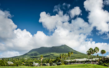 Nevis Peak, a volcano in the Caribbean. (photo via SeanPavonePhoto / iStock / Getty Images Plus)