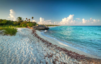 Idyllic beach of Caribbean Sea in Riviera Maya Beach (Photo via Mustang_79 / iStock / Getty Images Plus)