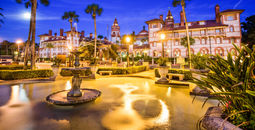 St. Augustine, Florida, USA town square at twilight. (photo via SeanPavonePhoto / iStock / Getty Images Plus)