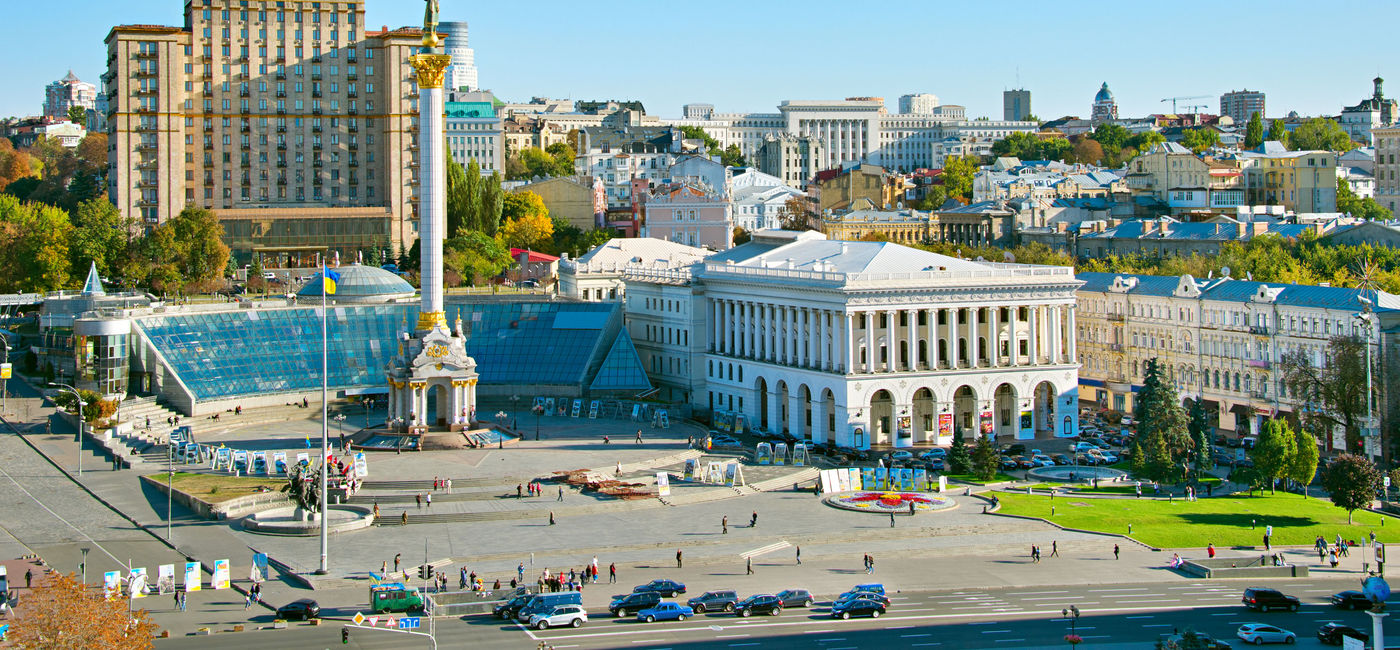 Image: View of Independence Square (Maidan Nezalezhnosti) in Kiev, Ukraine. (Photo via  joyt / iStock / Getty Images Plus)