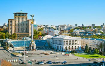 View of Independence Square (Maidan Nezalezhnosti) in Kiev, Ukraine (Photo via  joyt / iStock / Getty Images Plus)
