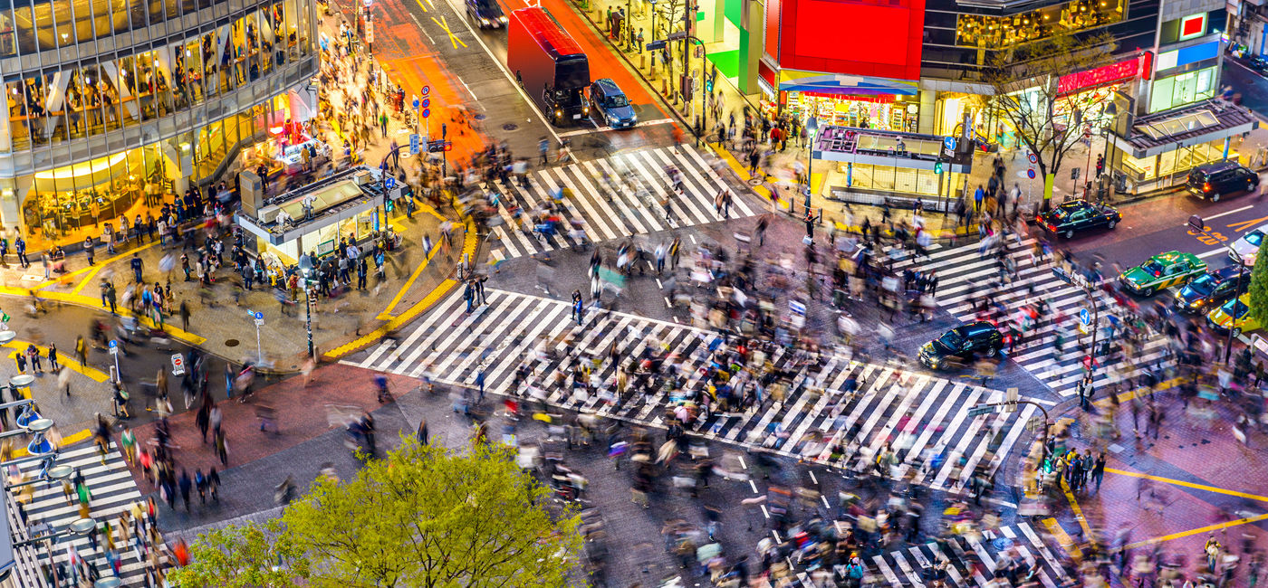 Image: Tokyo, Japan view of Shibuya Crossing, one of the busiest crosswalks in the world. (photo via SeanPavonePhoto / iStock / Getty Images Plus)