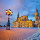 Image of Dresden, Germany during twilight blue hour. (photo via RudyBalasko / iStock / Getty Images Plus)