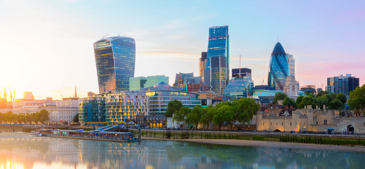 Image: London skyline, city of London at dusk (Photo via johnkellerman / iStock / Getty Images Plus)