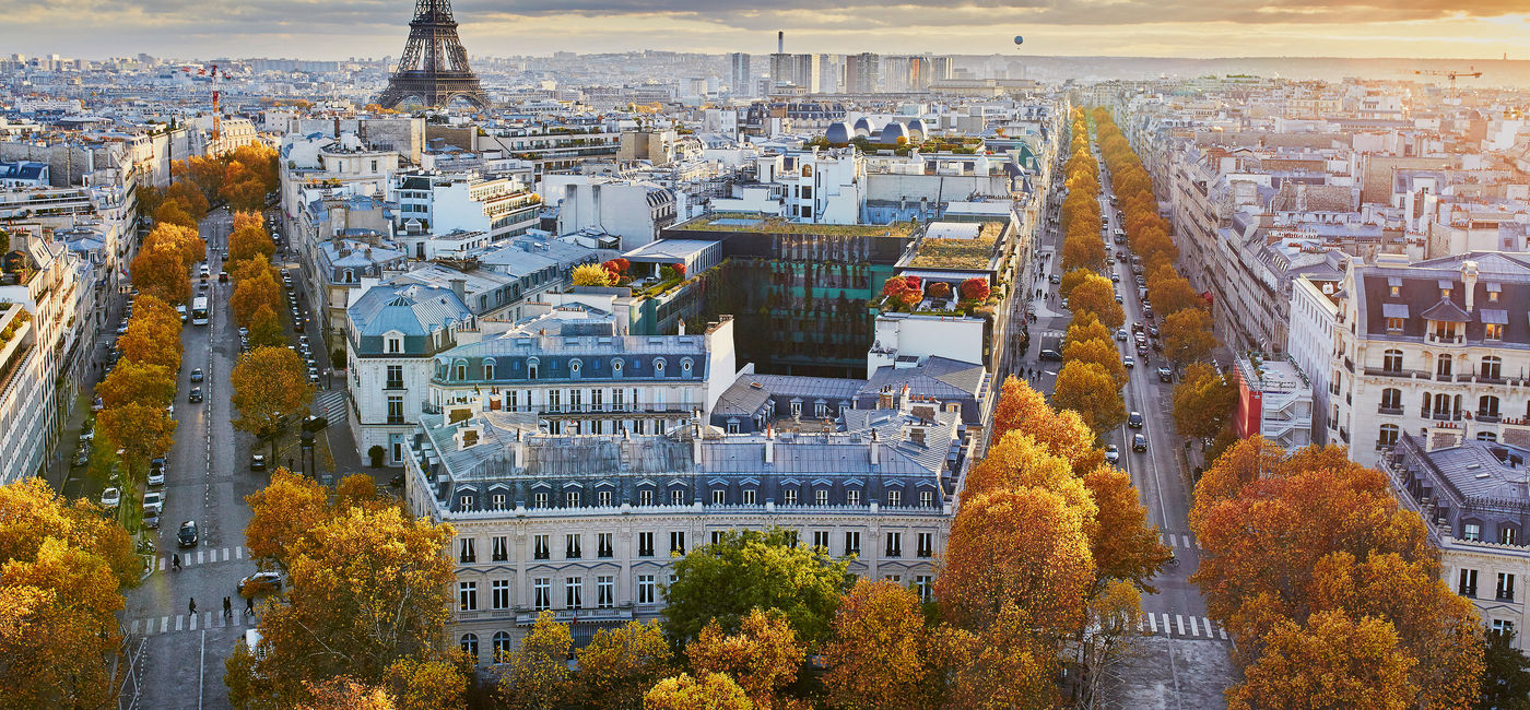 Image: Aerial panoramic cityscape view of Paris, France with the Eiffel tower on a fall day. (encrier / iStock / Getty Images Plus)
