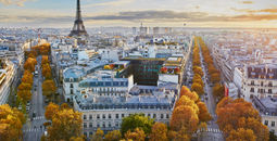 Aerial panoramic cityscape view of Paris, France with the Eiffel tower on a fall day (encrier / iStock / Getty Images Plus)