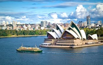 The famous Sydney Opera House on Sydney Harbour, New South Wales, Australia. (