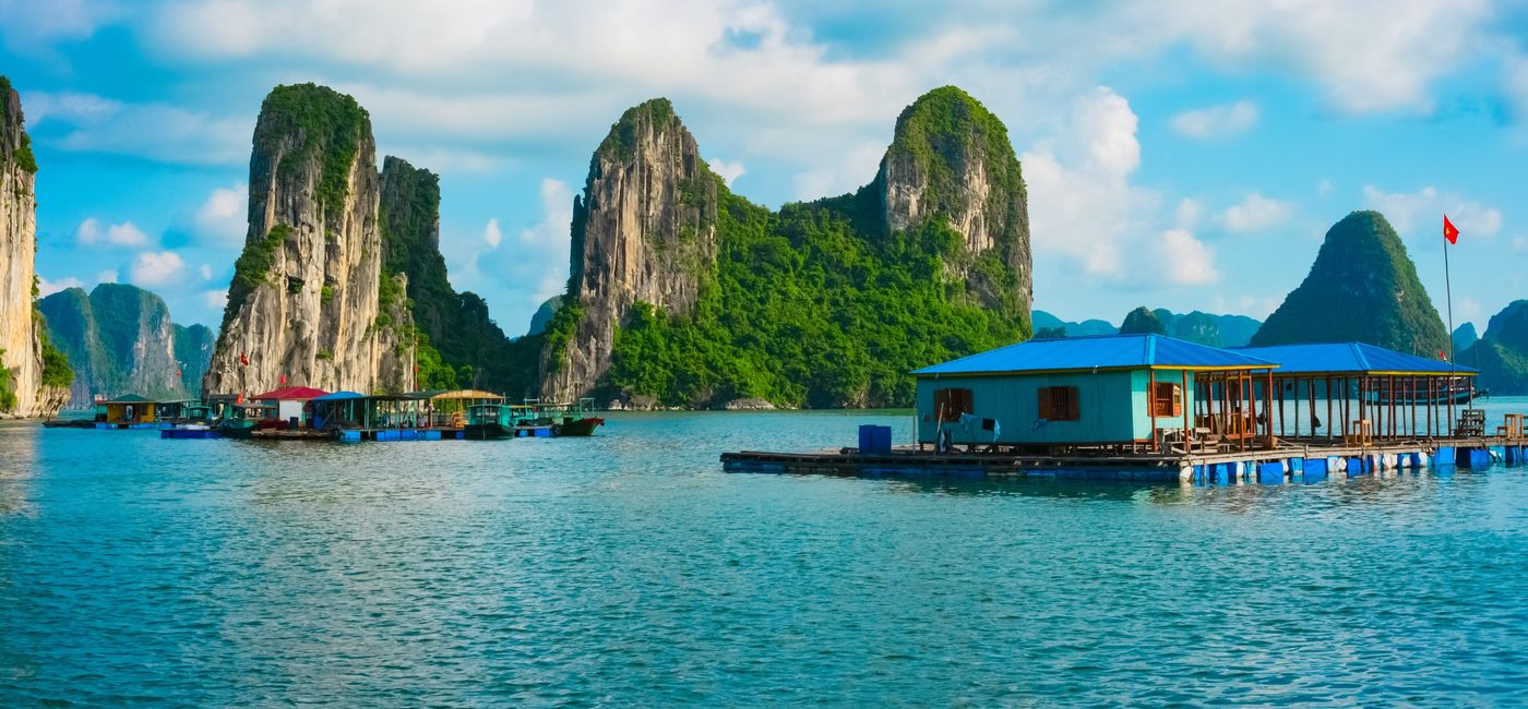 Image: Floating village near rock islands in Halong Bay, Vietnam. (photo courtesy of Collette) (Provided by Collette)