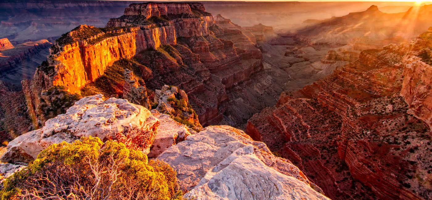 Image: Sunset from the overlook on Cape Royal on the North Rim of the Grand Canyon (Photo via erikharrison / iStock / Getty Images Plus)