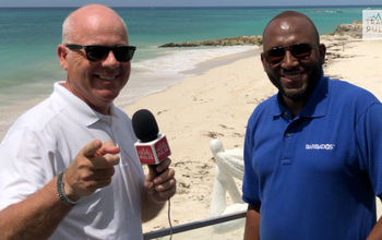 John Kirk with Peter Mayers Barbados Tourism Director