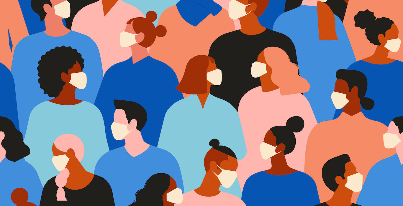 facemasks crowd coronavirus illo