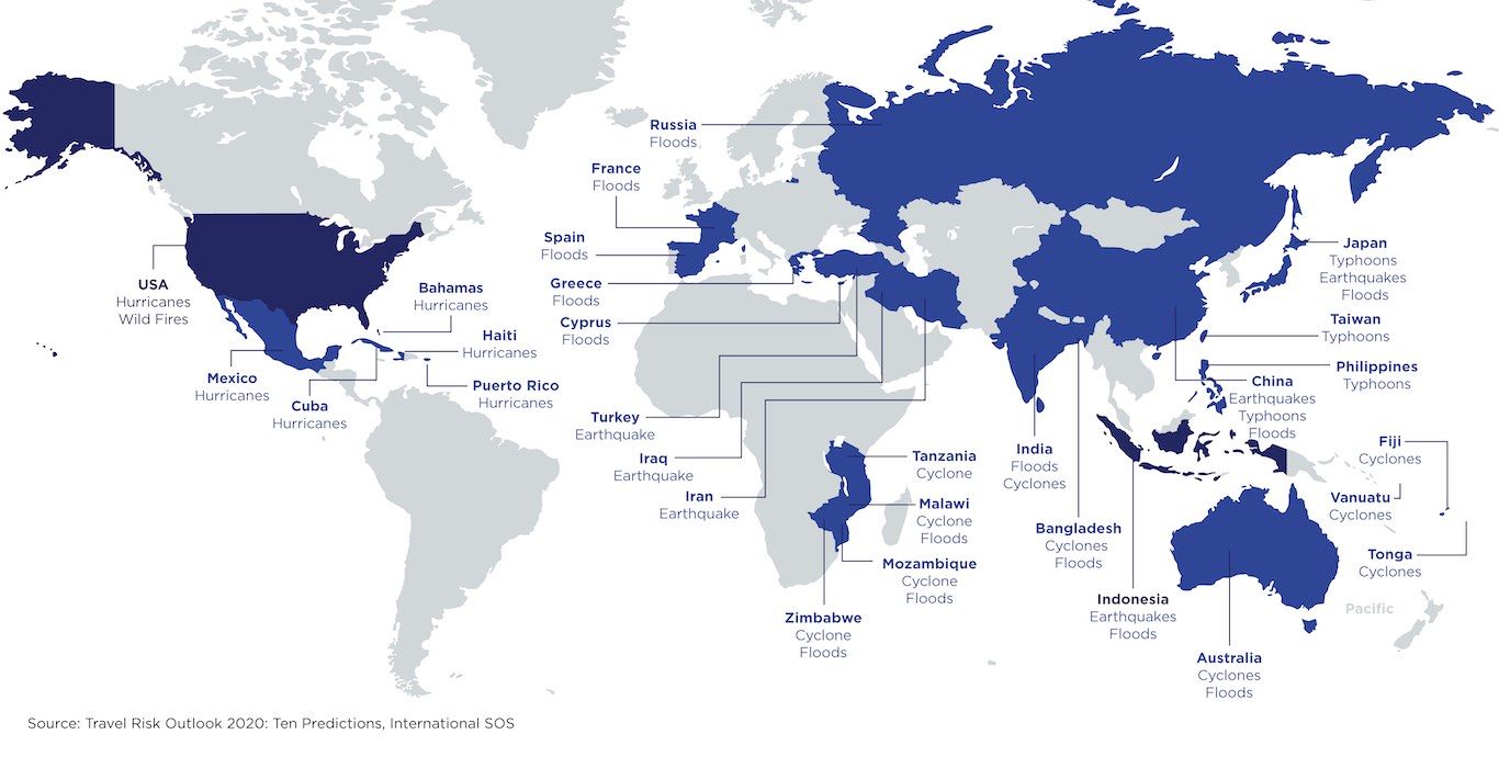 International SOS World Map Natural Disasters