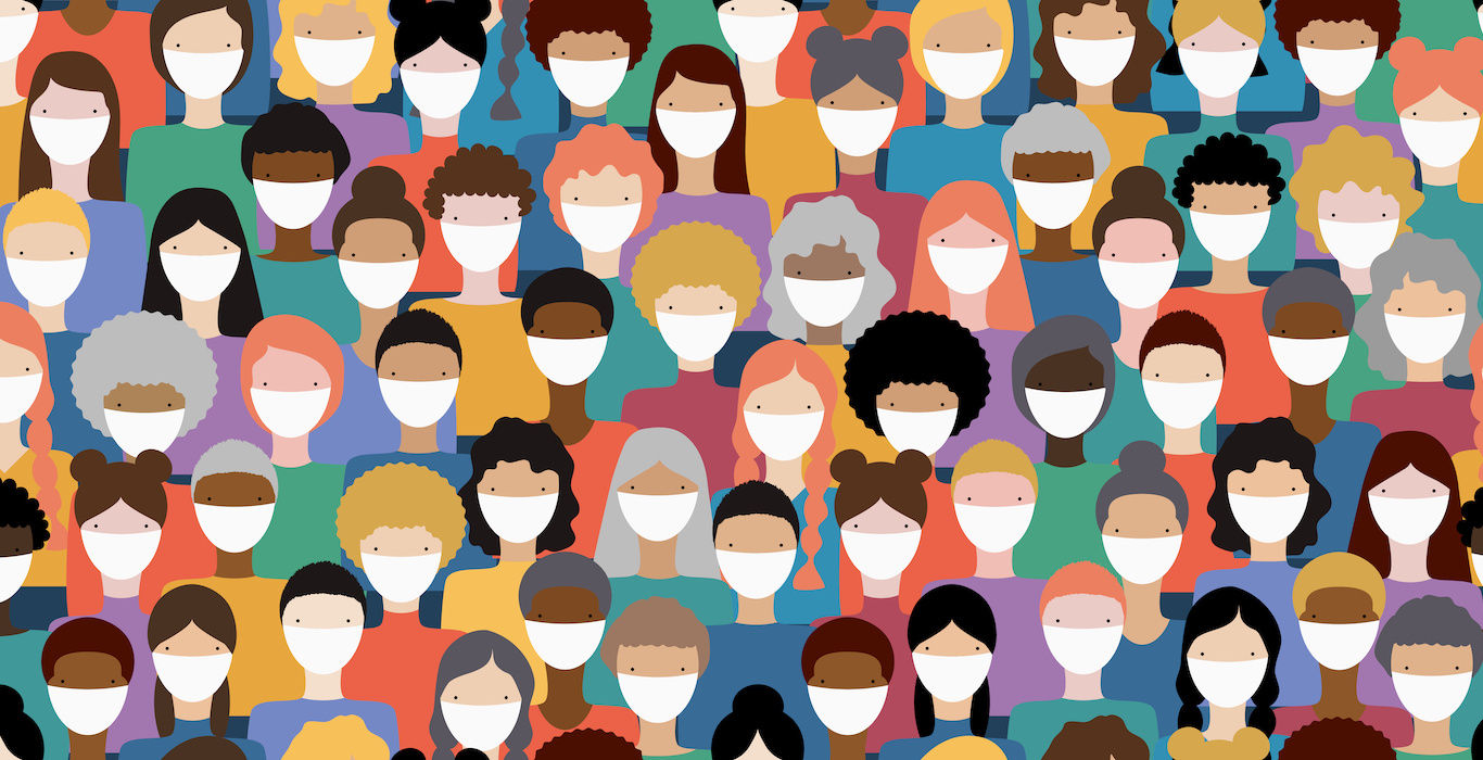 Pulse Survey Graphic People Face Masks Illustration