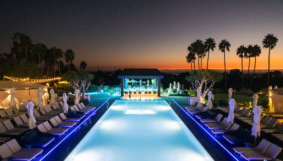 VEA Newport Beach Pool Sunset