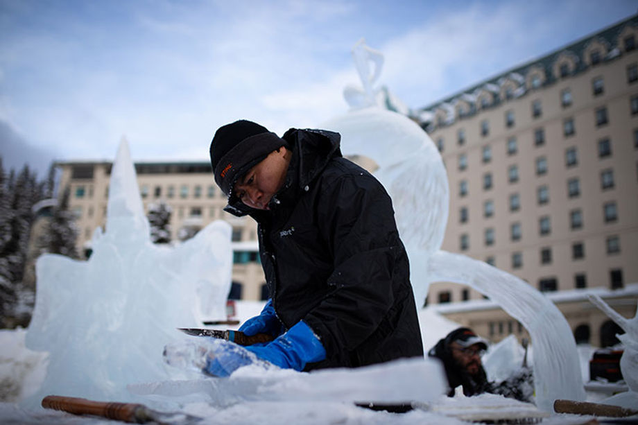 Incentive activities abound at Fairmont Chateau Lake Louise, including ice-sculpting events.