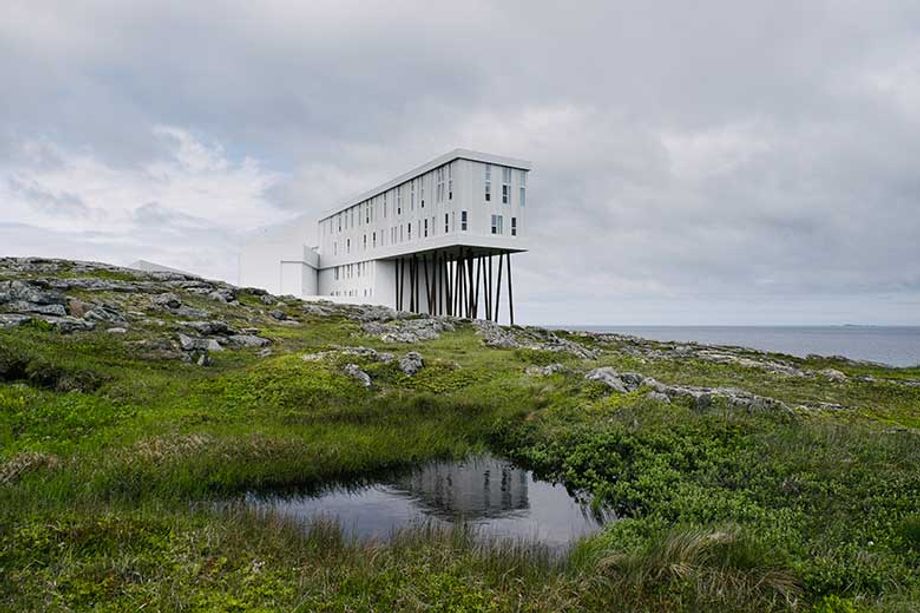 The stunning Fogo Island Inn features wood-fired saunas, ideal for unwinding at the end of a day of hiking or boating.