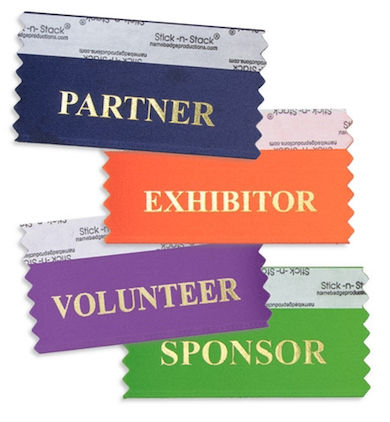 A sampling of the name-badge ribbon options for attendees