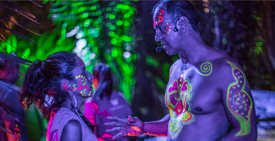 "Jungle Glowga,' a glow-in-the-dark nighttime yoga theme party, was held at the edge of the jungle at the W Punta de Mita.