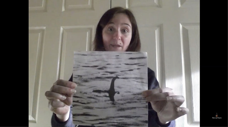 A storyteller from Mercat Tours shares the history of the Loch Ness Monster with a virtual audience.