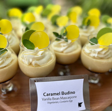 Caramel budino from the JW Marriott Marco Island entices on the dessert display.