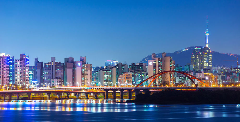 Seoul skyline night stock