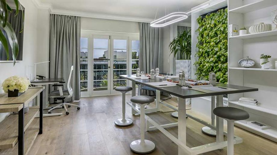 The wellness-themed office on the fourth floor of the Four Seasons Hotel Los Angeles at Beverly Hills