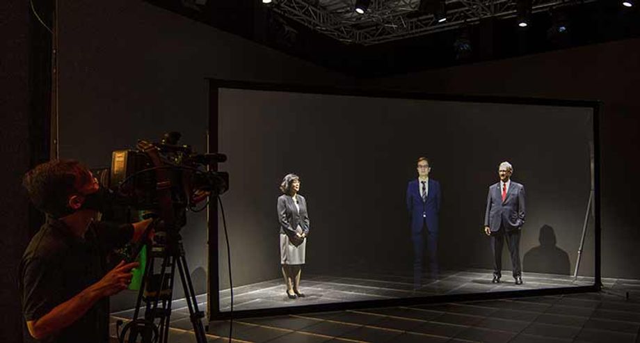 A hologram presenter at the Marina Bay Sands in Singapore.