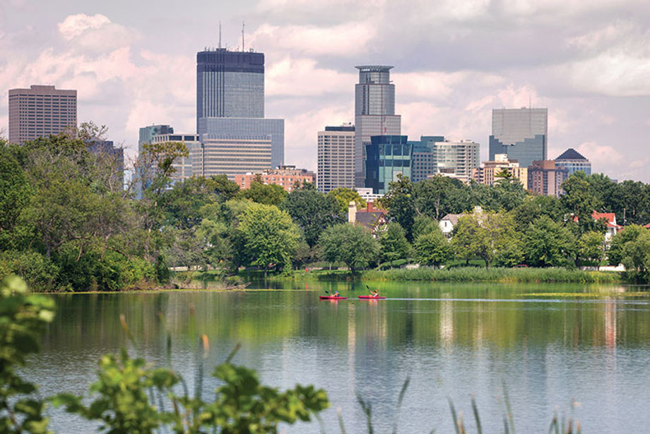 Groups can kayak around Minneapolis.
