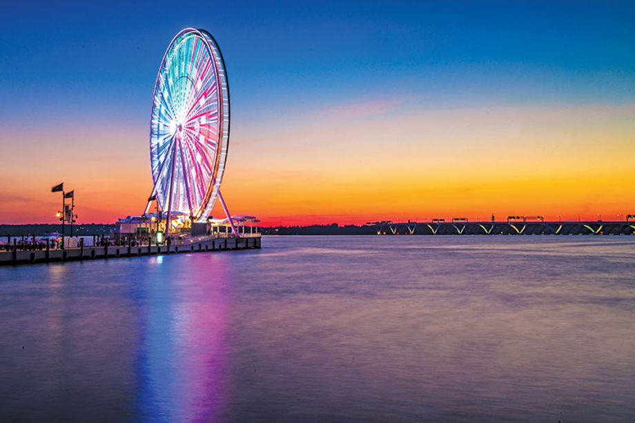 The Capital Wheel takes guests soaring above the Potomac in National Harbor, Md.