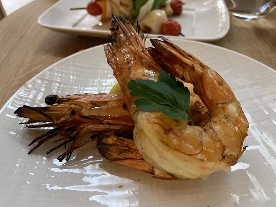 Grilled shrimp at Milos Wine Bar