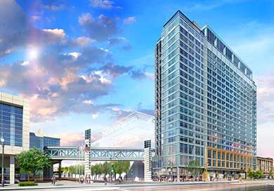 Rendering of Hilton's new tri-branded hotel property at McCormick Place in Chicago
