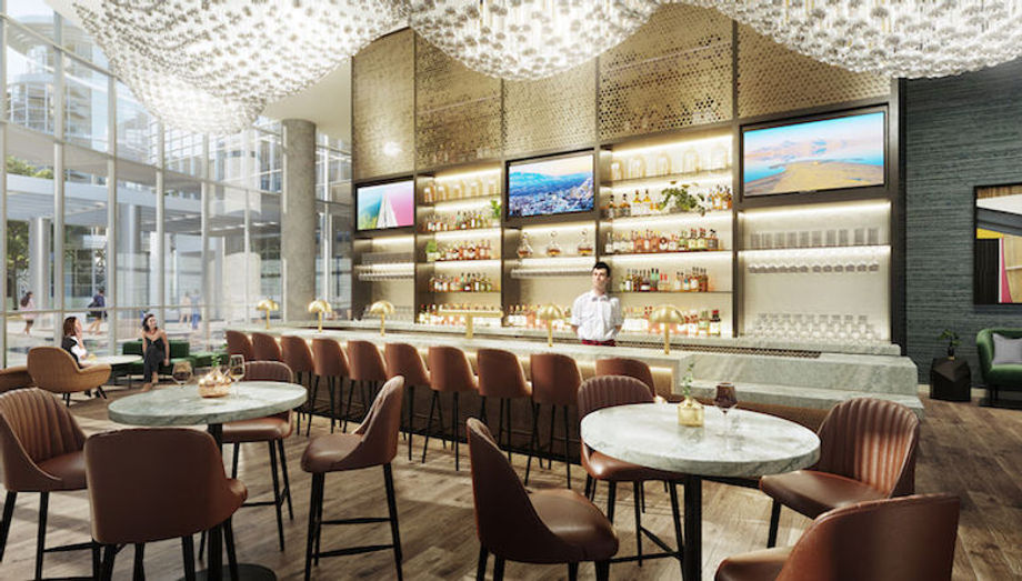 A lavish lobby bar will welcome guests to the hotel, set to open next fall.