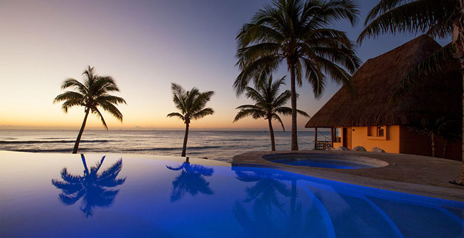 An infinity pool at the Mahekal Beach Resort in Mexico
