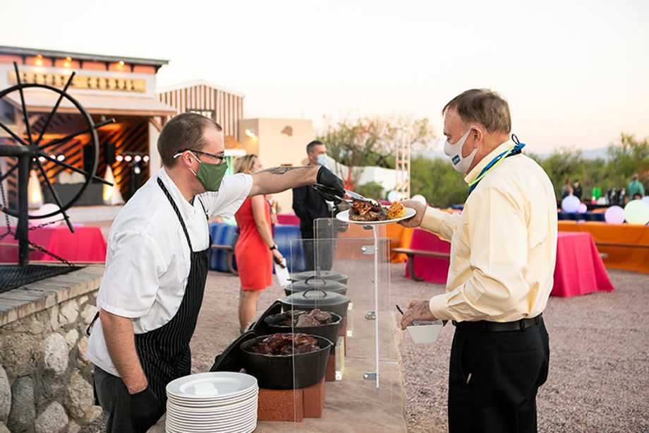 Buffets are back, but with staff members serving the food. Attendees enjoyed a western-themed dinner on the second night of Northstar's Incentive Live 2021 event in April at the Loews Ventana Canyon in Tucson, Ariz.