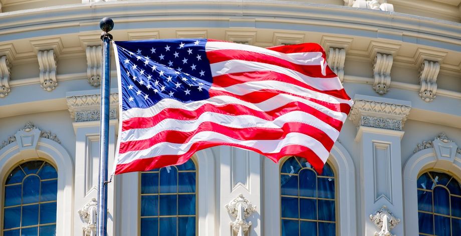 US Capitol With Flag